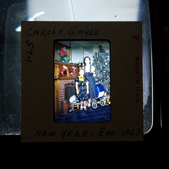 Girls Christmas New Year's Eve 1957 Tree VTG 35mm Found KODACHROME Slide Photo - Picture 2 of 3